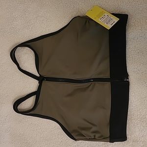 Nwt All in Motion Olive green and black bikini swim top